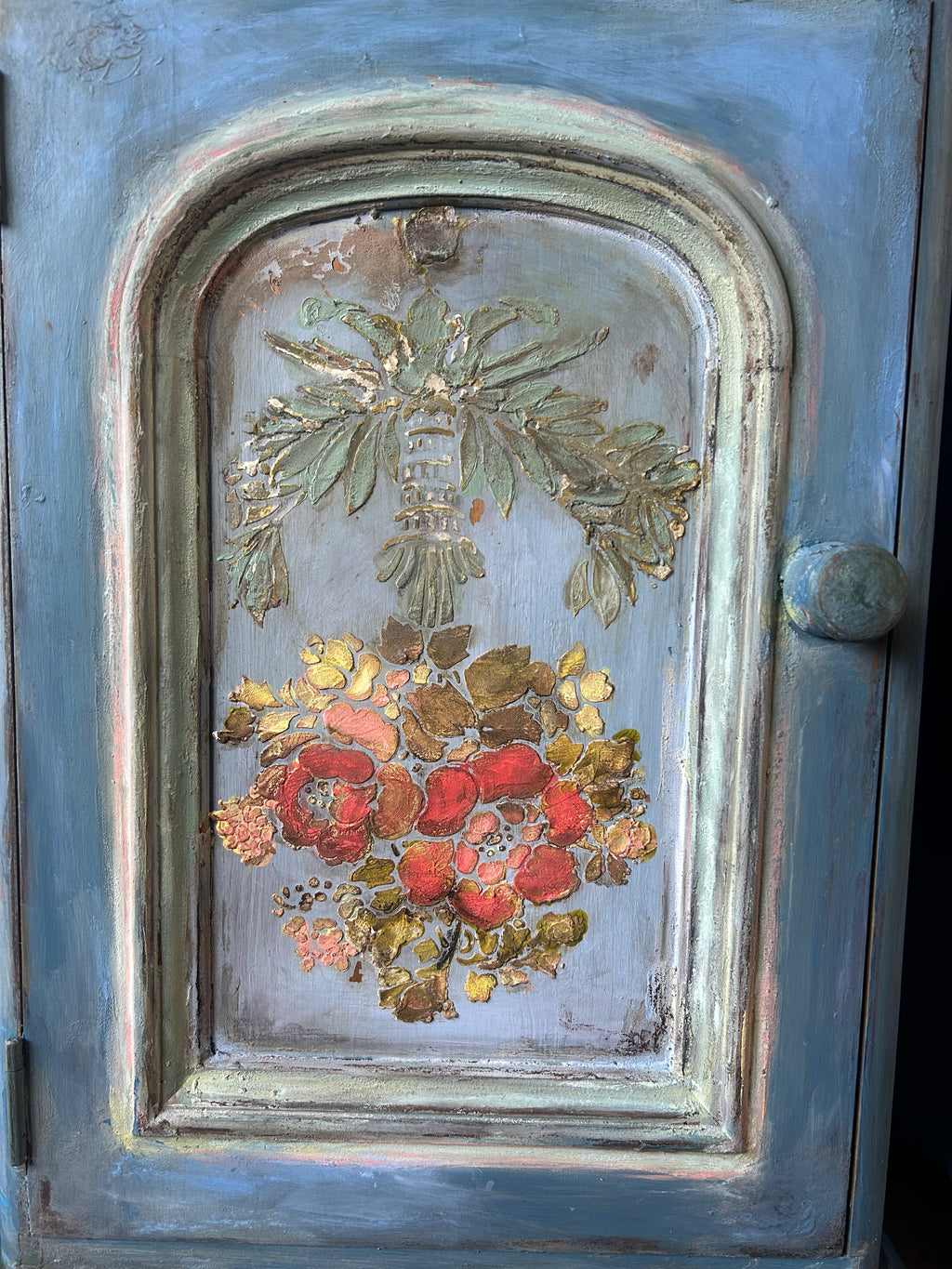 Vintage Painted Pine Bedside Cabinets with Inlaid Chinoiserie