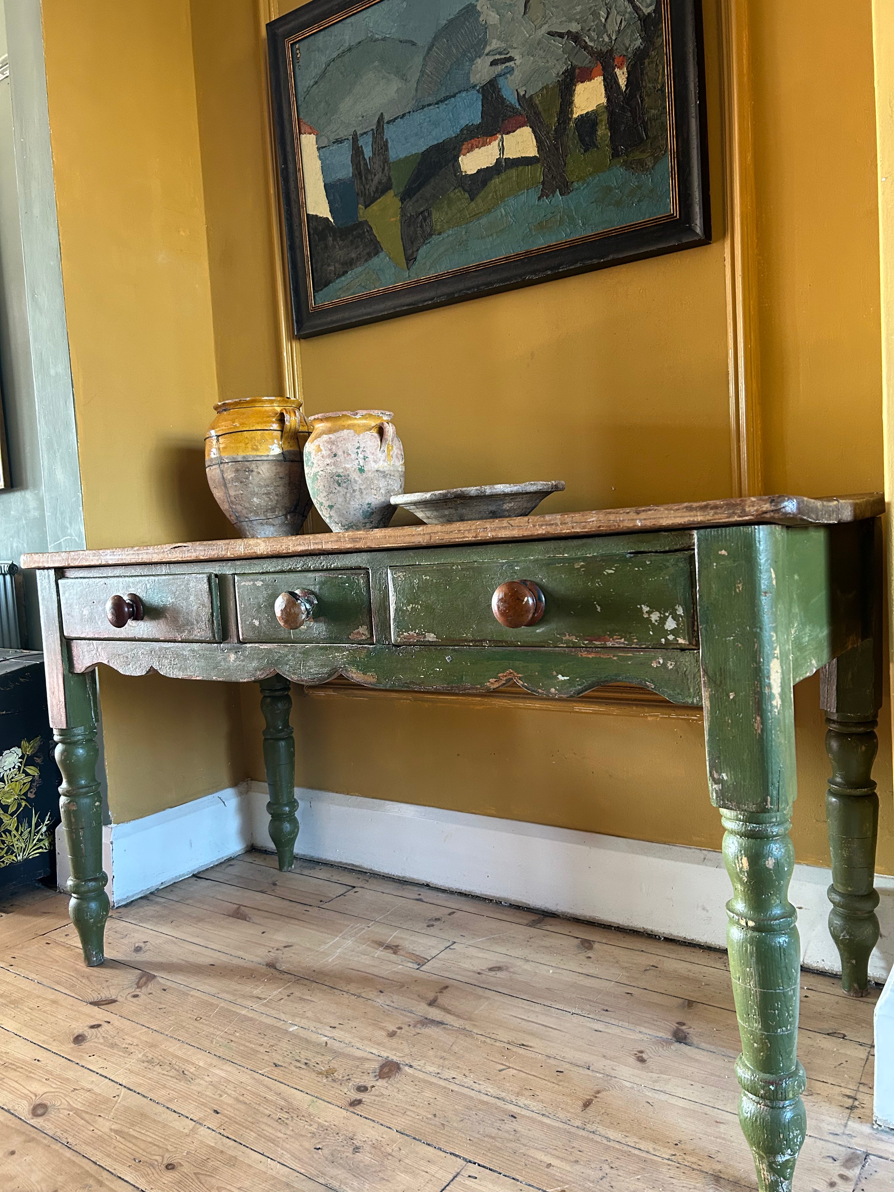 Vintage Painted Pine Prep Table