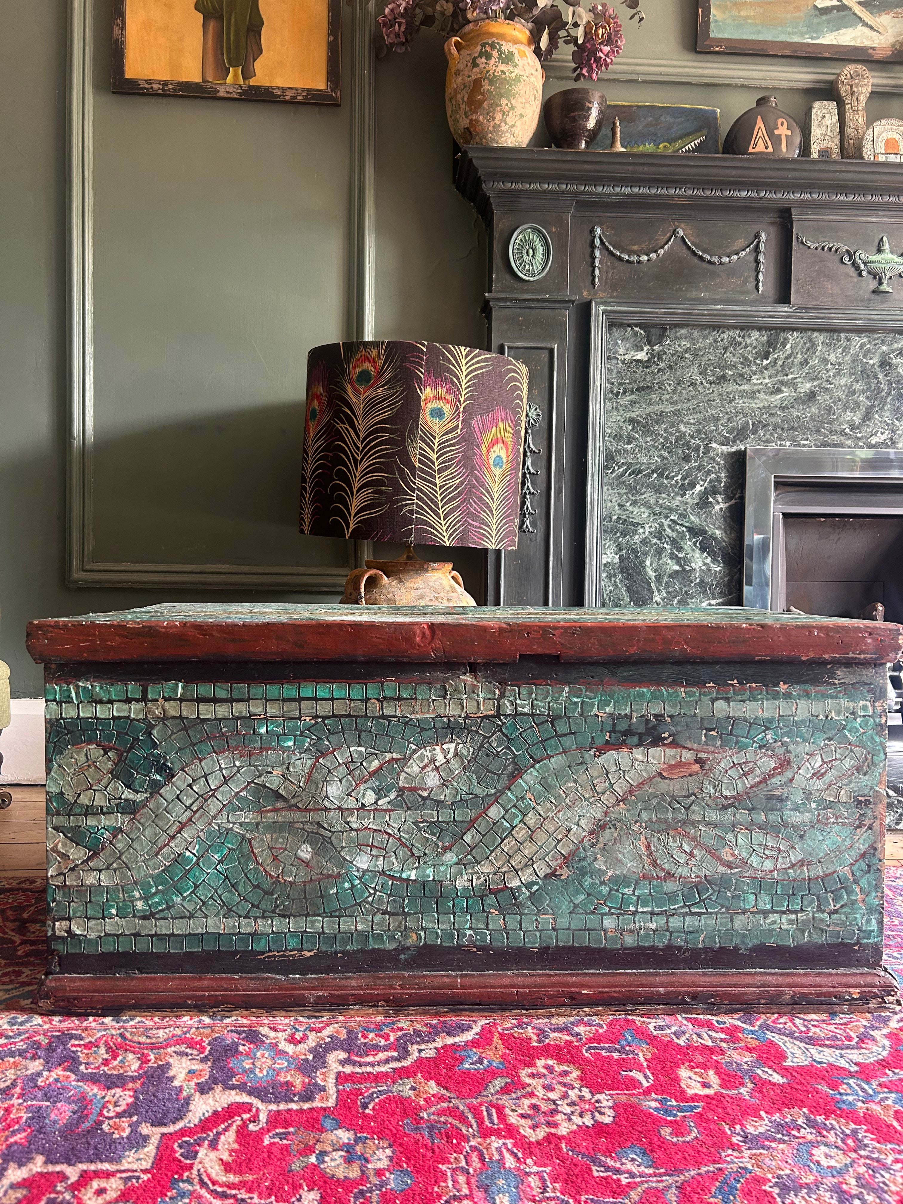 Vintage Painted Pine Blanket Box