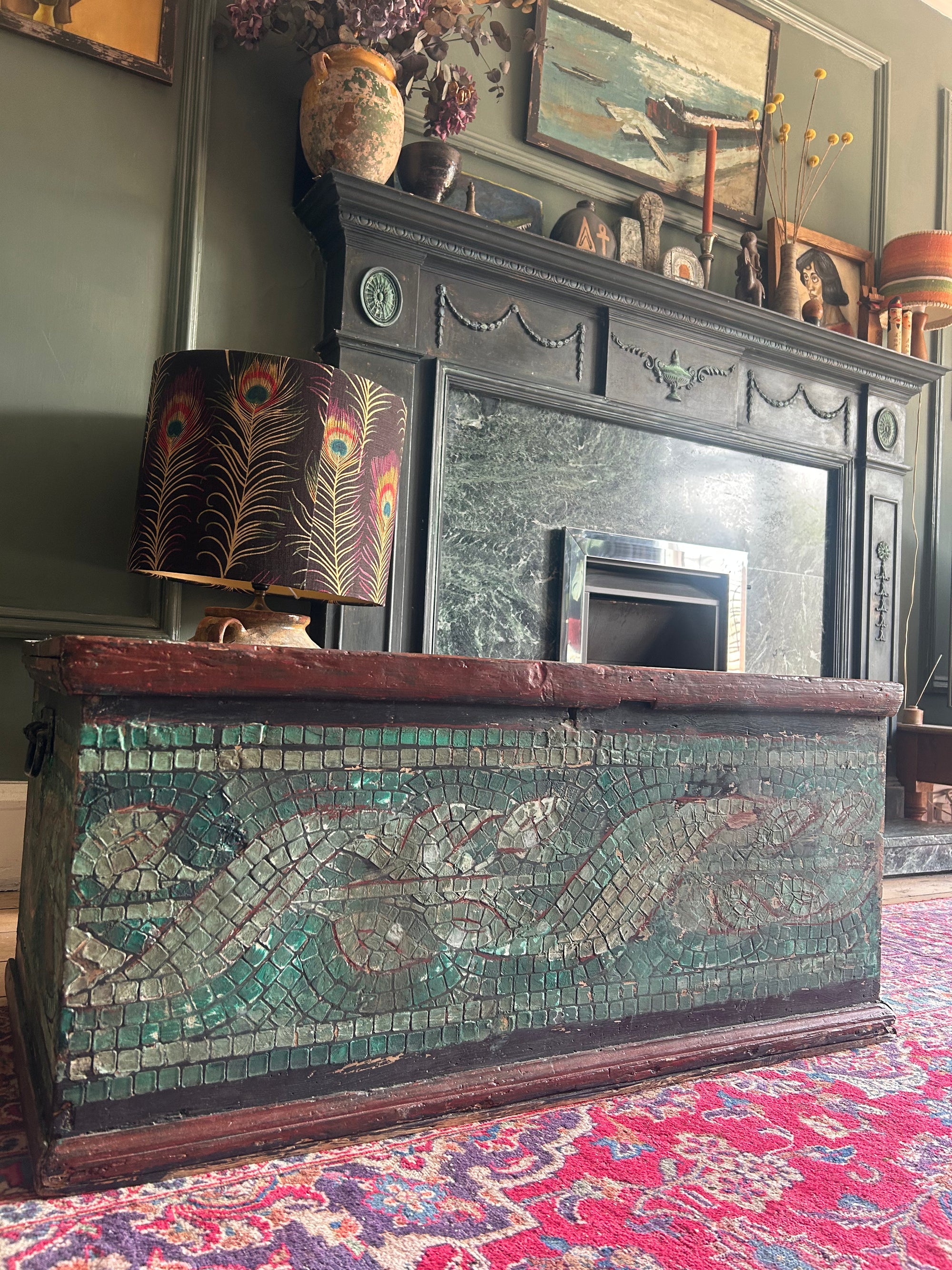 Vintage Painted Pine Blanket Box