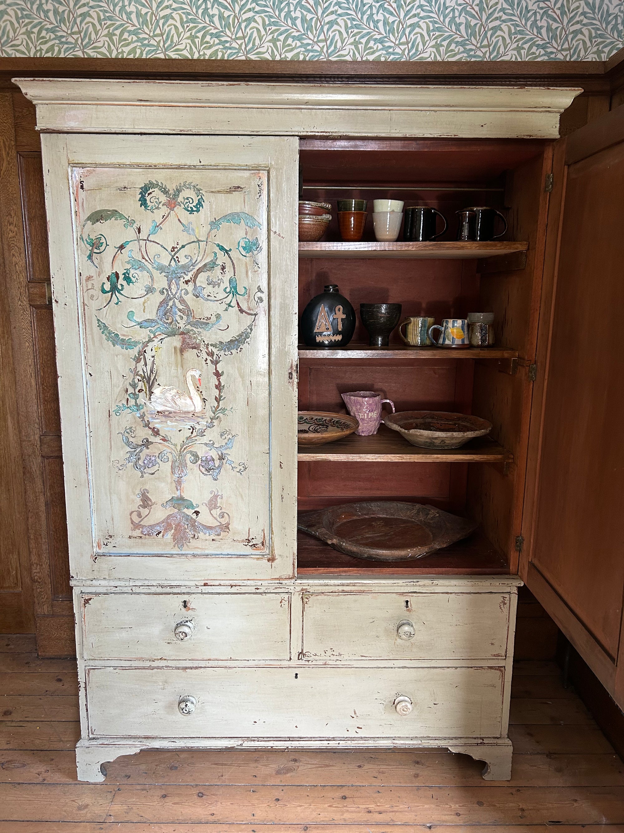 Vintage Painted Housekeepers Cupboard/ Press  Top Cupboard Reserved