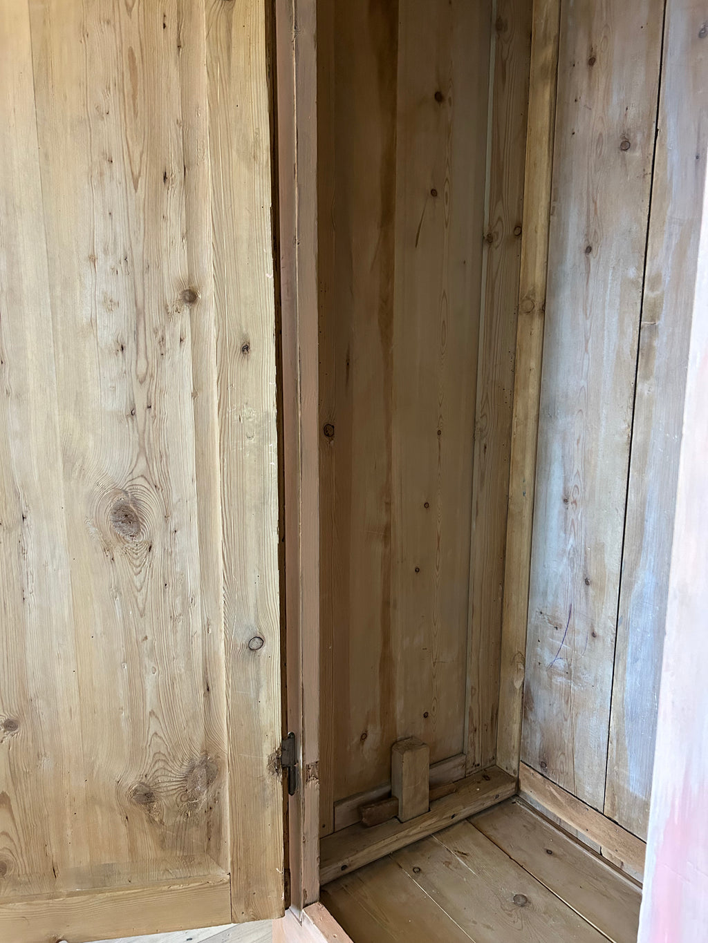 Vintage Painted Pine Wardrobe with Inlaid Chinoiserie