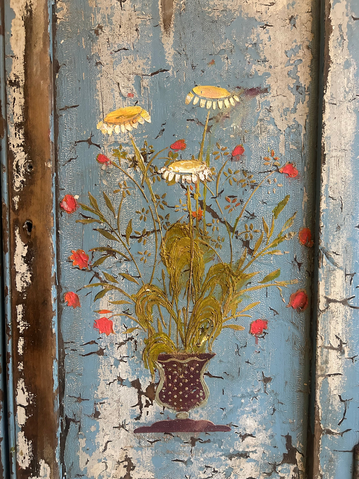 Reclaimed Door Hanging with Daisies