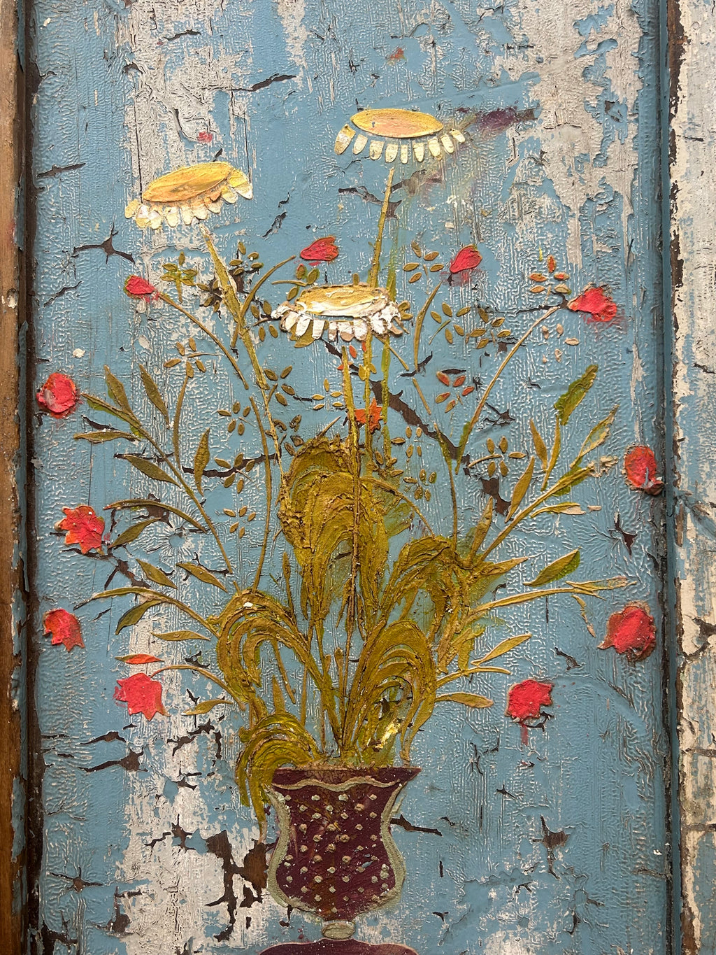 Reclaimed Door Hanging with Daisies