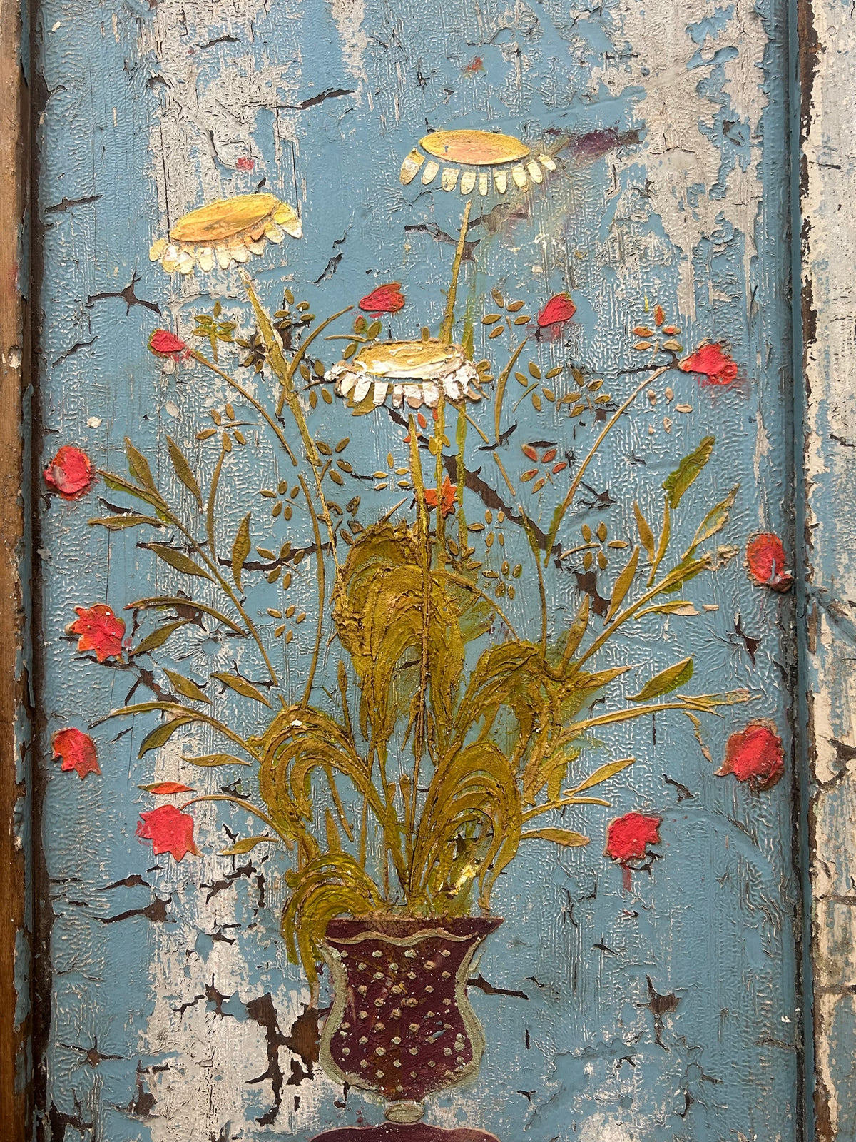 Reclaimed Door Hanging with Daisies