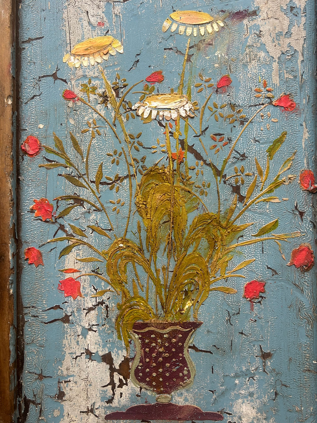 Reclaimed Door Wallhanging with Daisies