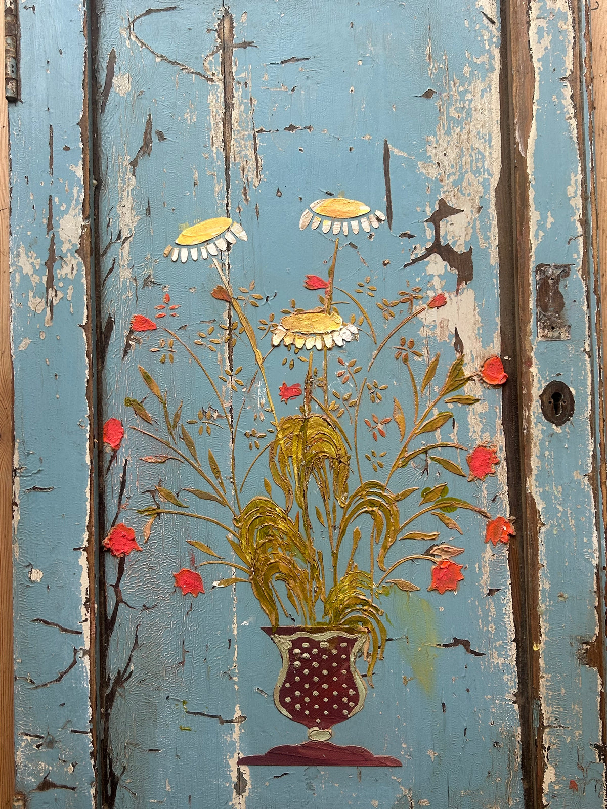 Reclaimed Door Wallhanging with Daisies