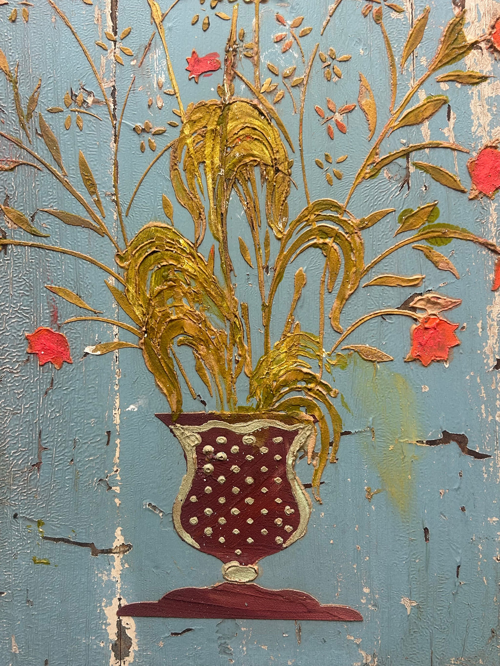 Reclaimed Door Wallhanging with Daisies