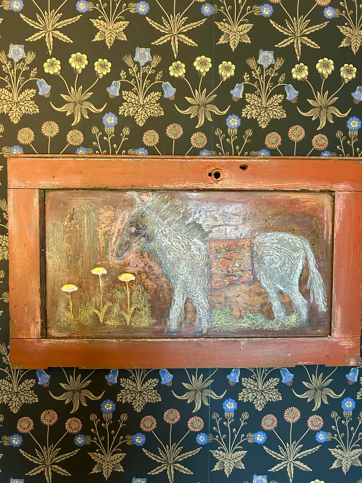 Reclaimed Door Wallhanging with Folk Art Pony