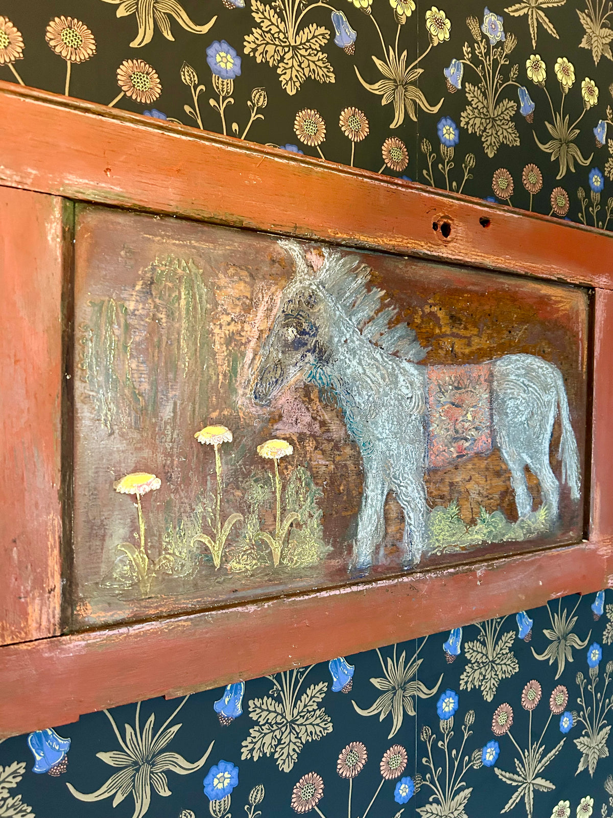 Reclaimed Door Wallhanging with Folk Art Pony
