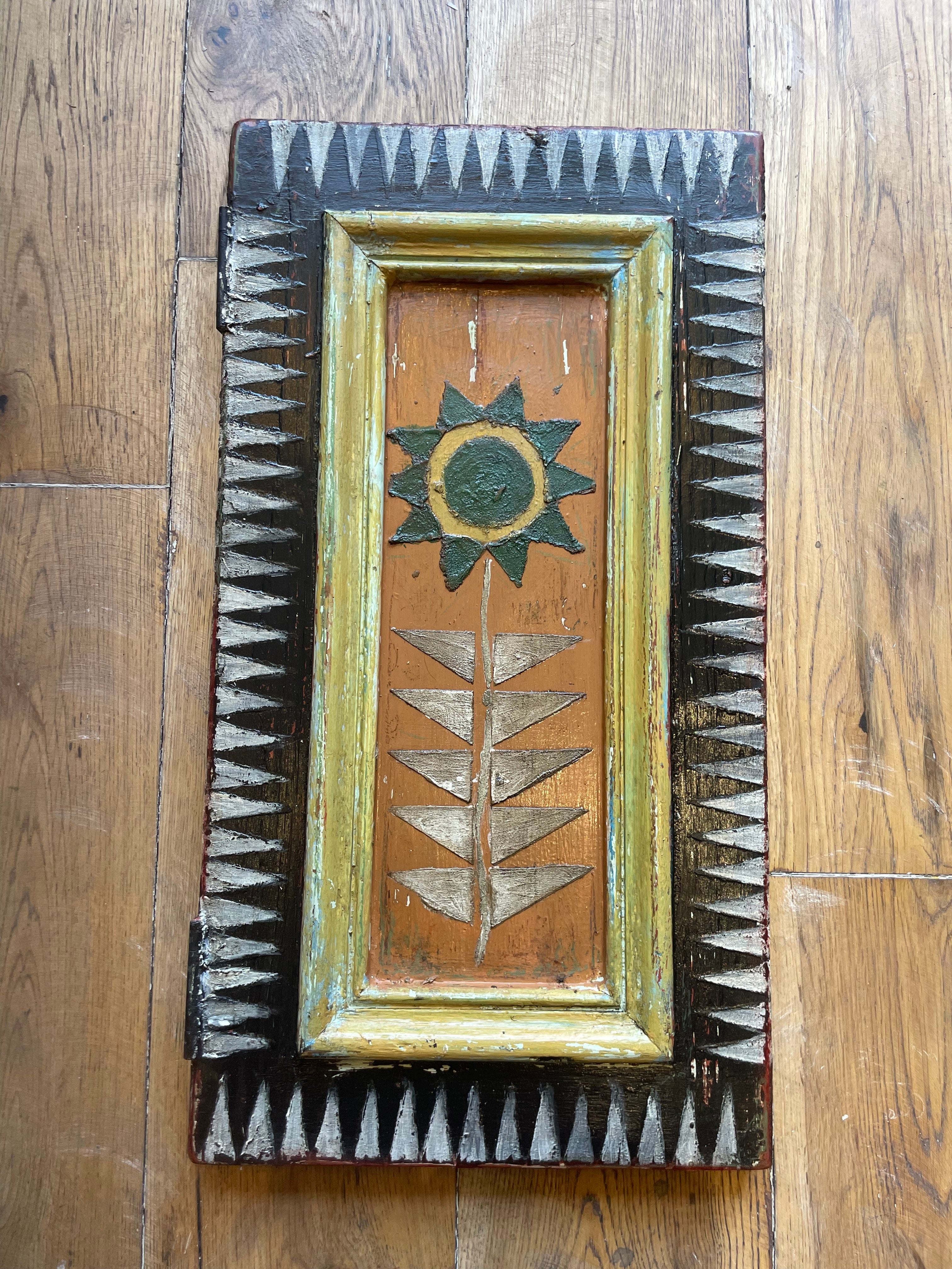 Vintage Folk Art Flower Wallhanging