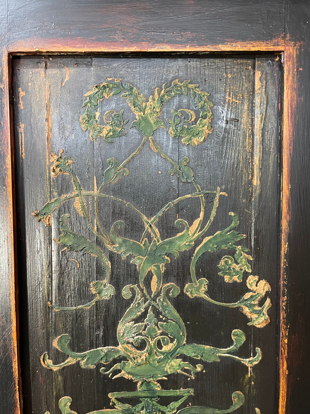 Vintage Painted Pine Wardrobe with Boiserie Panels