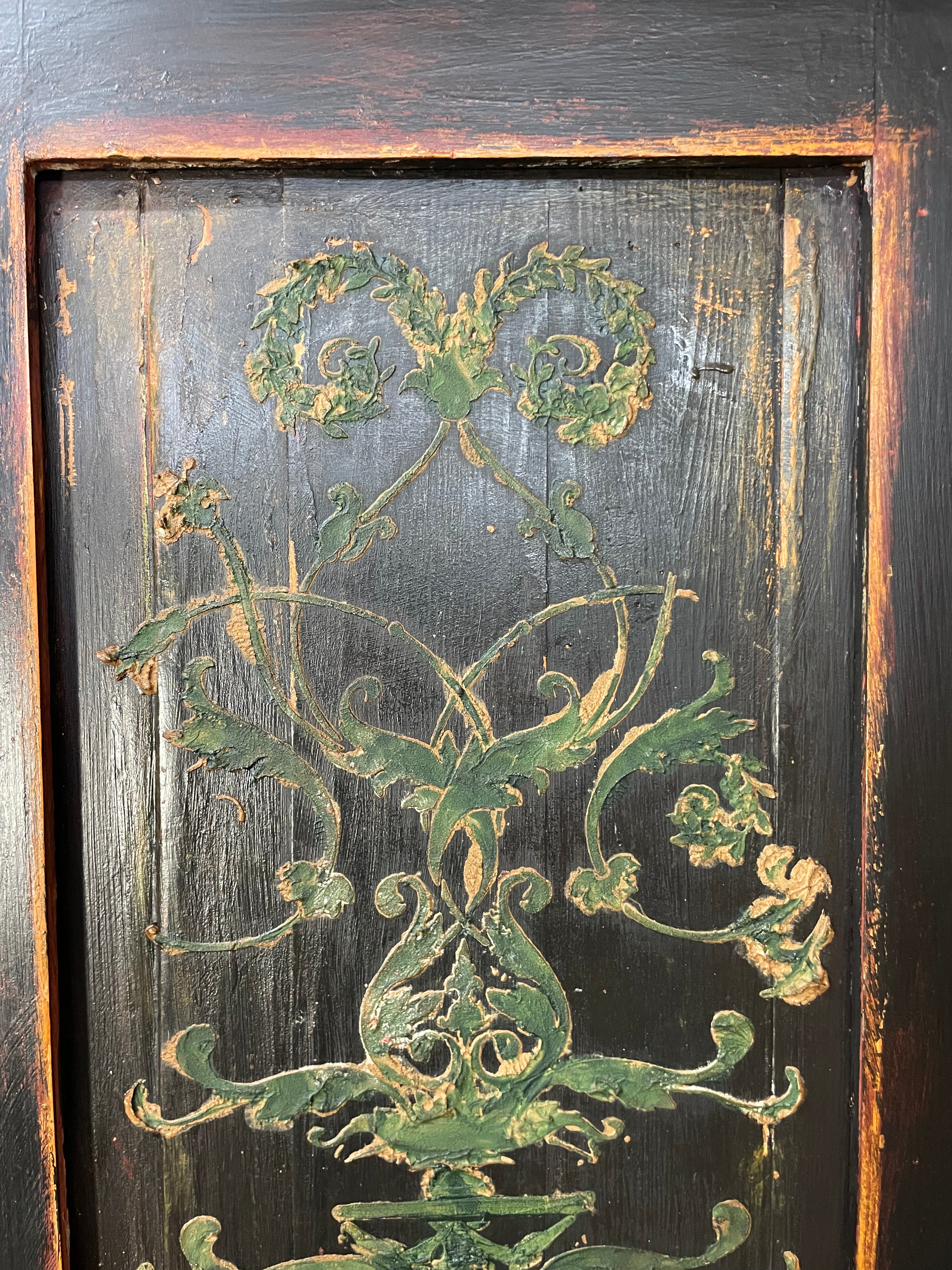 Vintage Painted Pine Wardrobe with Boiserie Panels