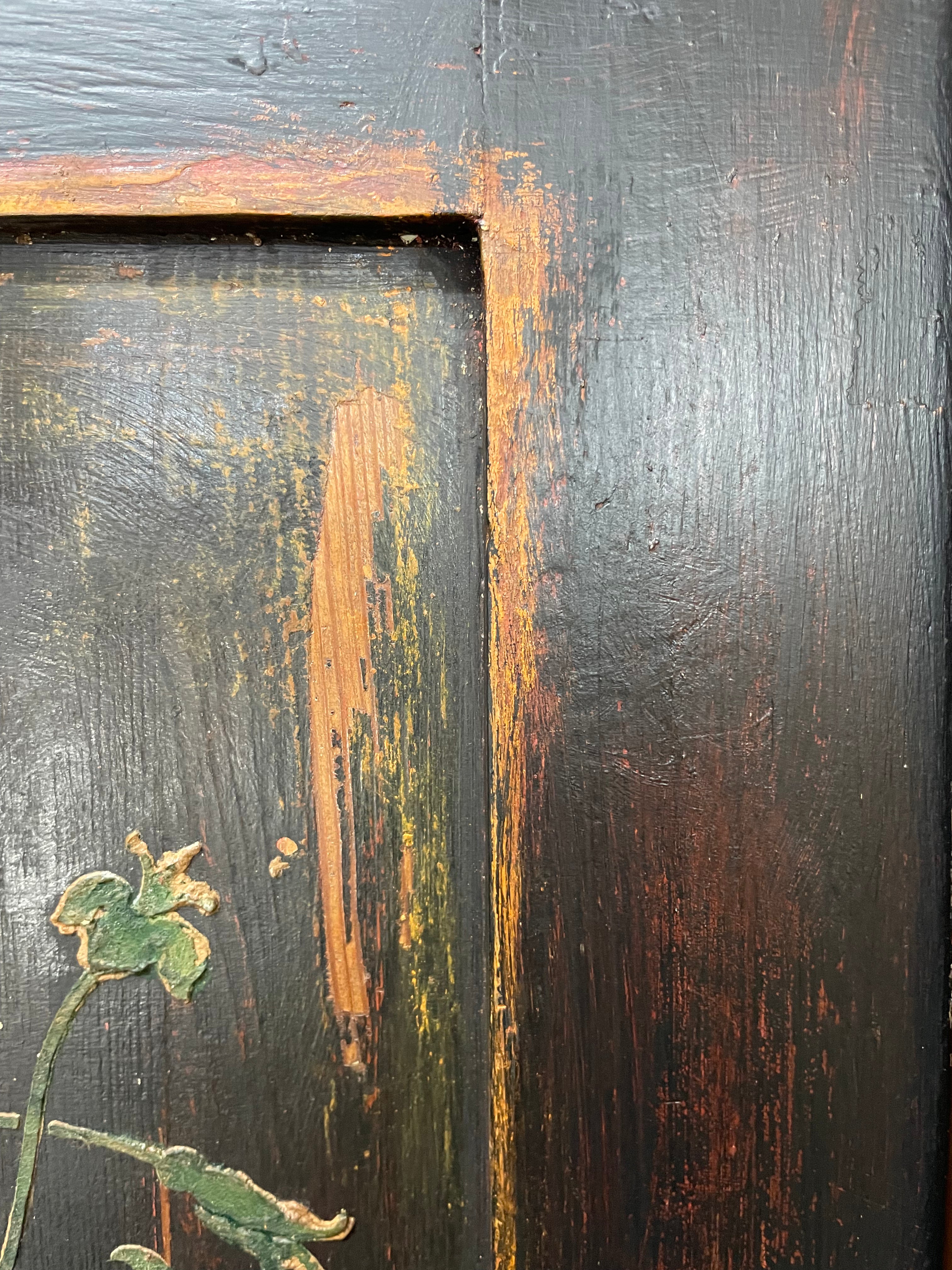 Vintage Painted Pine Wardrobe with Boiserie Panels