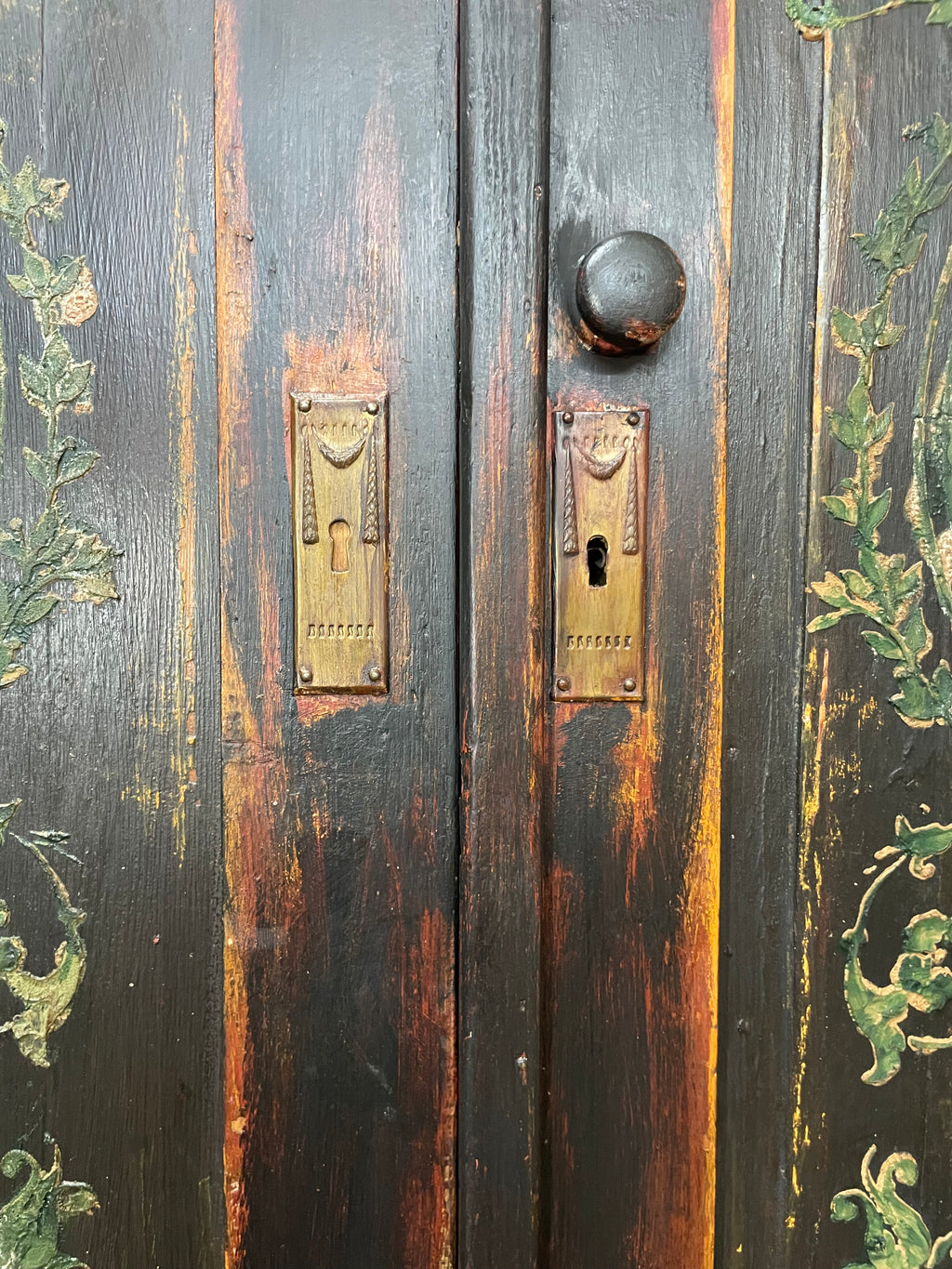Vintage Painted Pine Wardrobe with Boiserie Panels