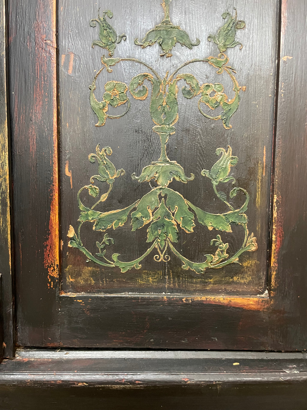 Vintage Painted Pine Wardrobe with Boiserie Panels