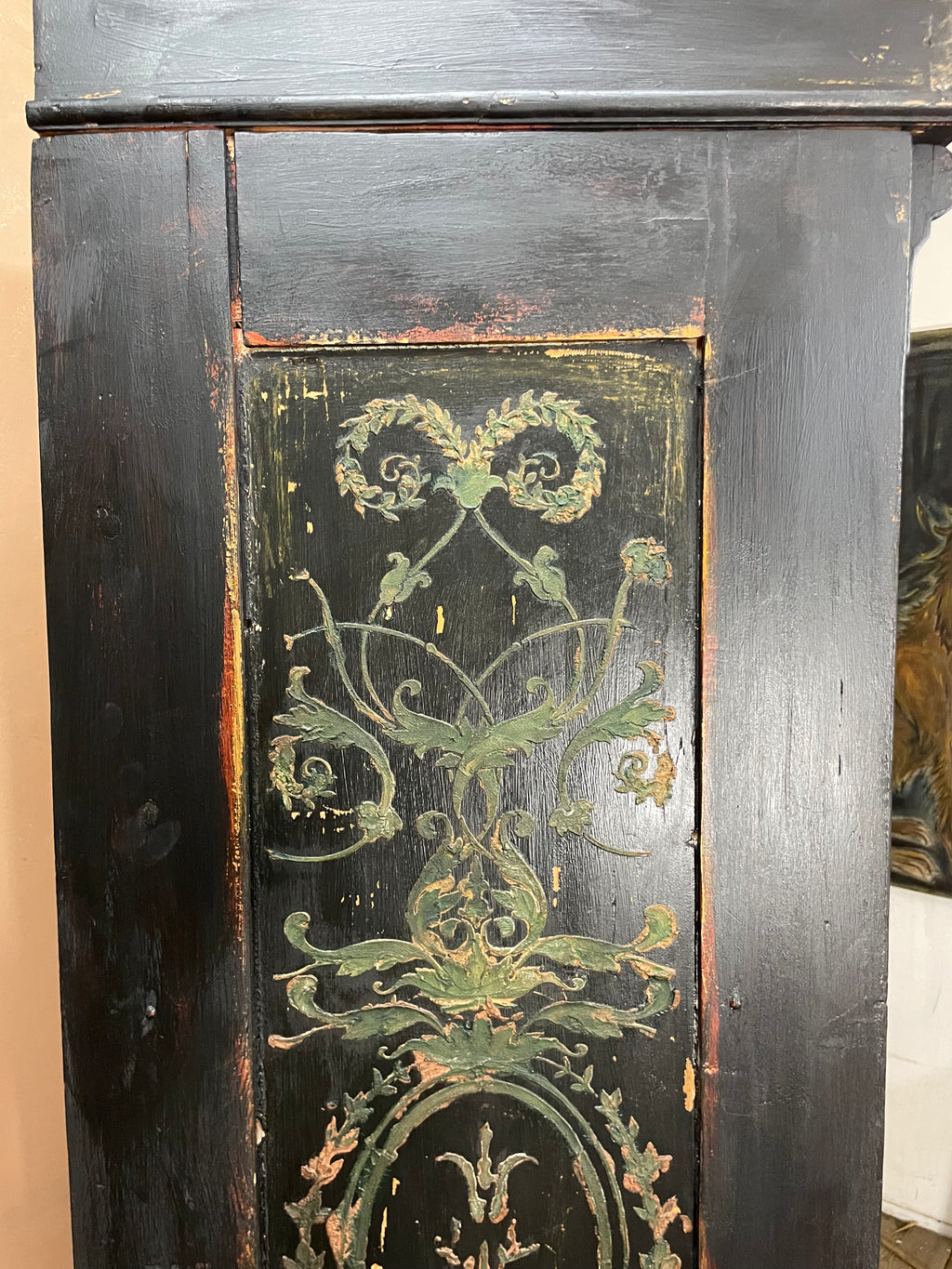 Vintage Painted Pine Wardrobe with Boiserie Panels
