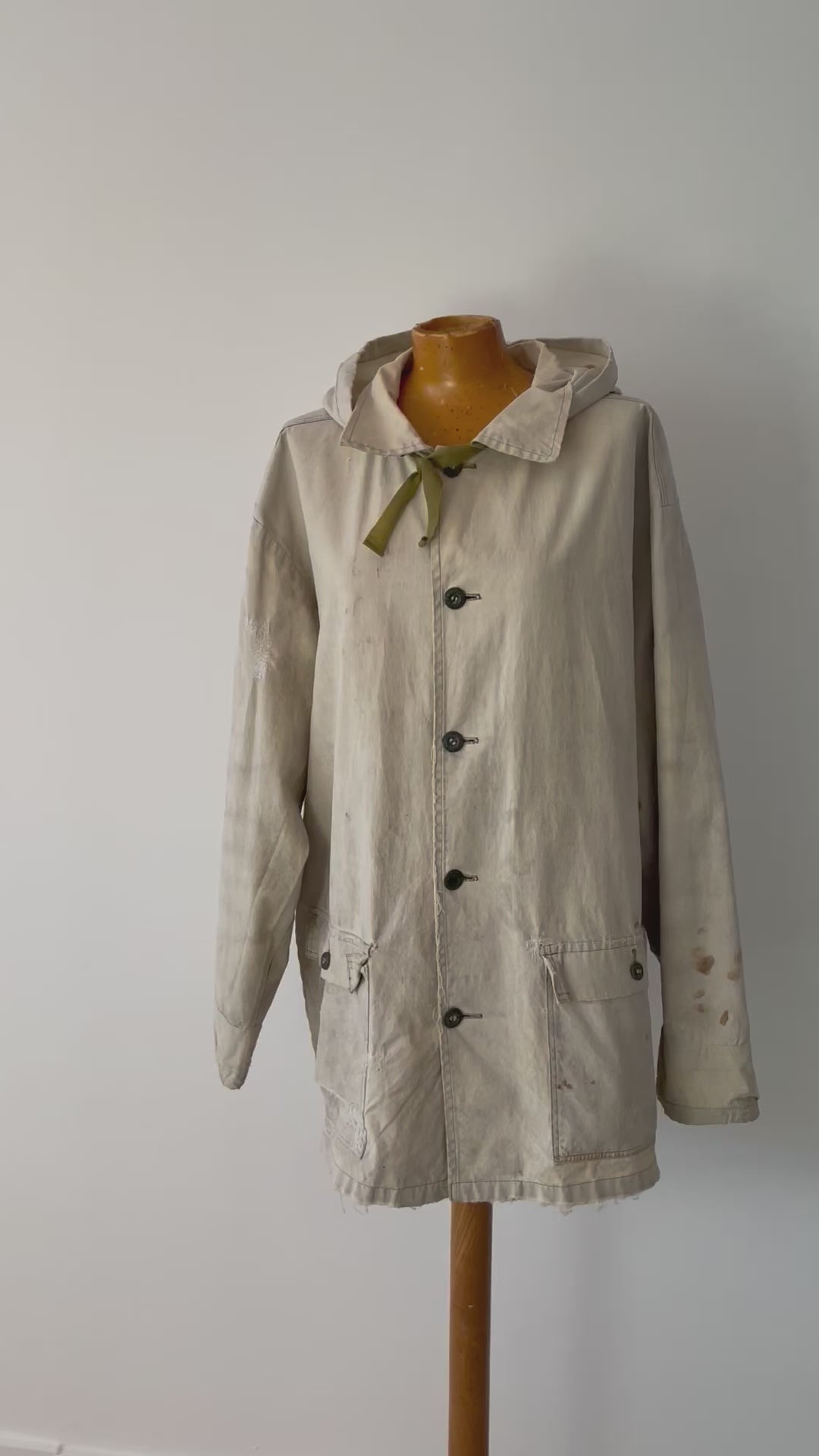 Vintage French Canvas Military Coat